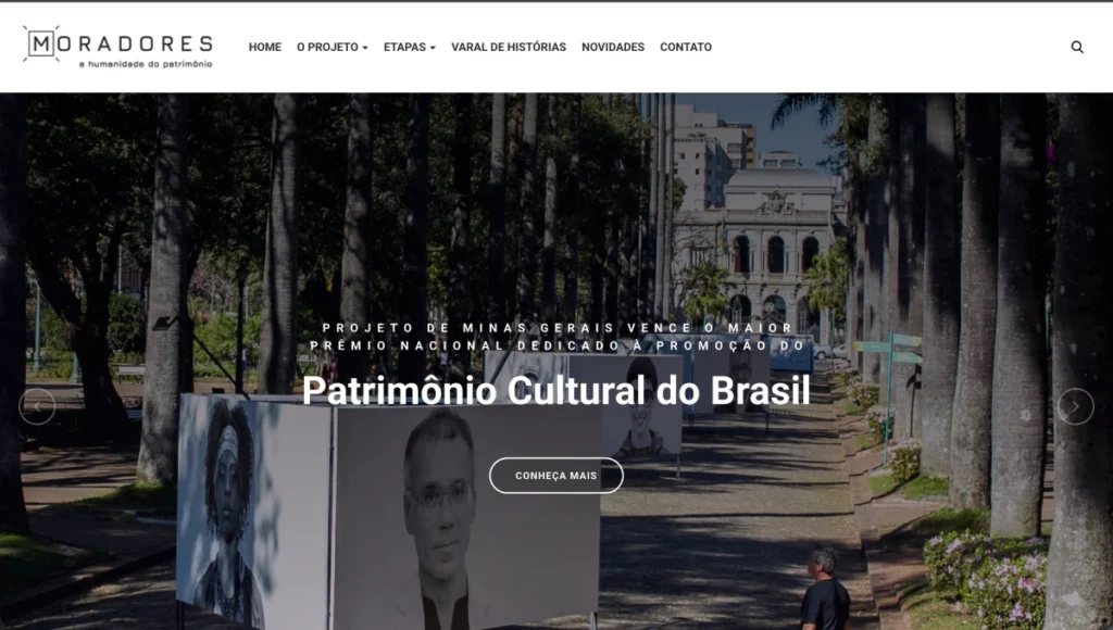 Página inicial do site do Projeto Moradores, Patrimônio Cultural do Brasil